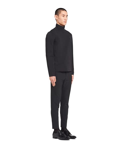 prada technical jersey mock turtleneck|Black Technical Jersey Mock Turtleneck .